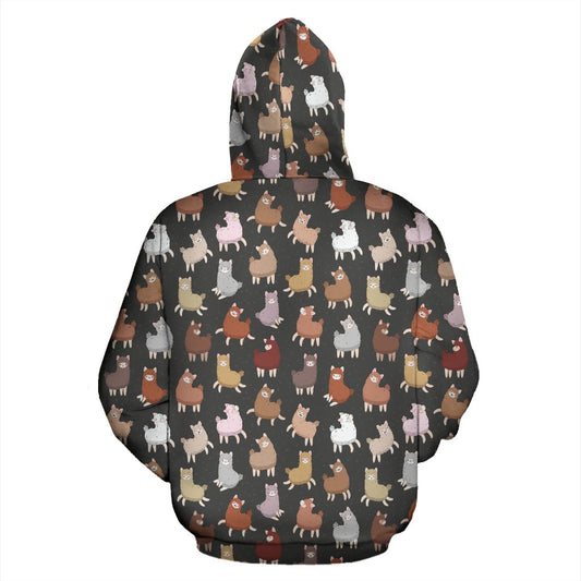 Alpaca Cute Design Themed Print Pullover Hoodie