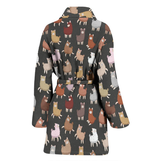 Alpaca Cute Design Themed Print Women Bath Robe-JTAMIGO.COM