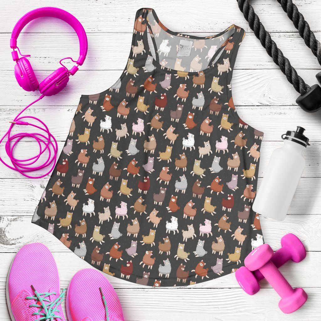 Alpaca Cute Design Themed Print Women Racerback Tank Top