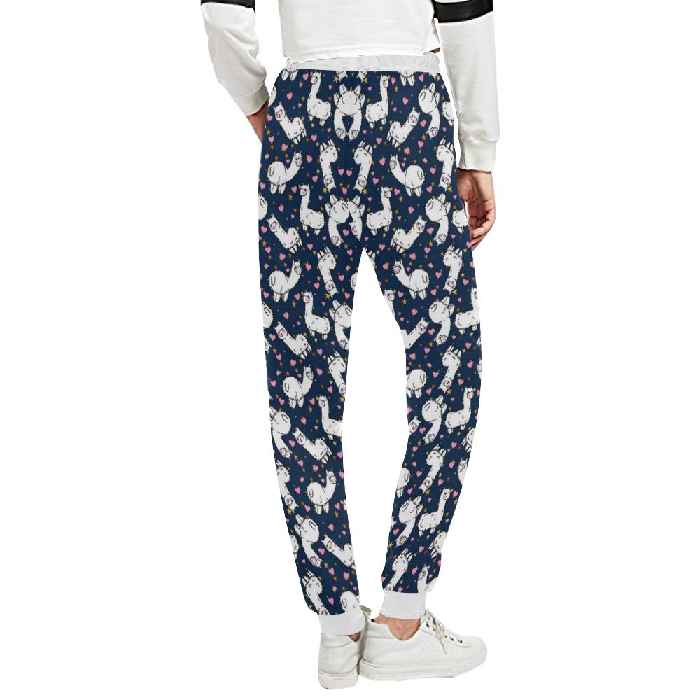 Alpaca Heart Star Design Themed Print Unisex Casual Sweatpants (Model L11)-JTAMIGO.COM