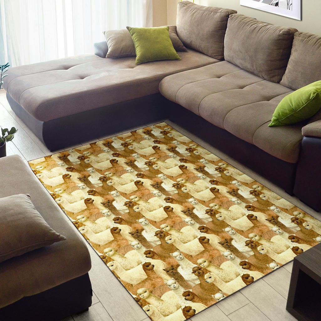 Alpaca Watercolor Design Themed Print Area Rugs-JTAMIGO.COM