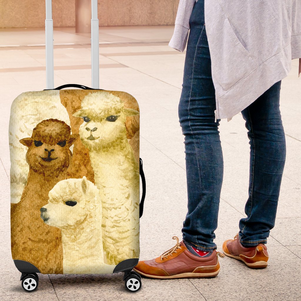 Alpaca Watercolor Design Themed Print Luggage Cover Protector