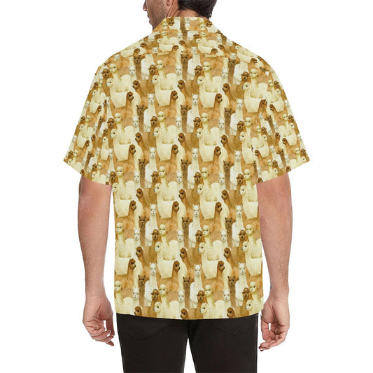 Alpaca Watercolor Design Themed Print Men Aloha Hawaiian Shirt