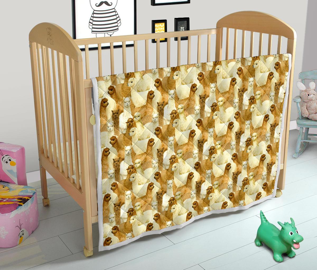 Alpaca Watercolor Design Themed Print Premium Quilt-JTAMIGO.COM