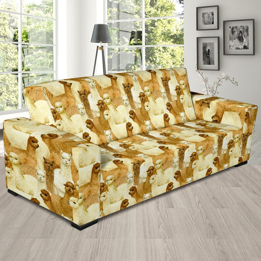 Alpaca Watercolor Design Themed Print Sofa Slipcover-JTAMIGO.COM