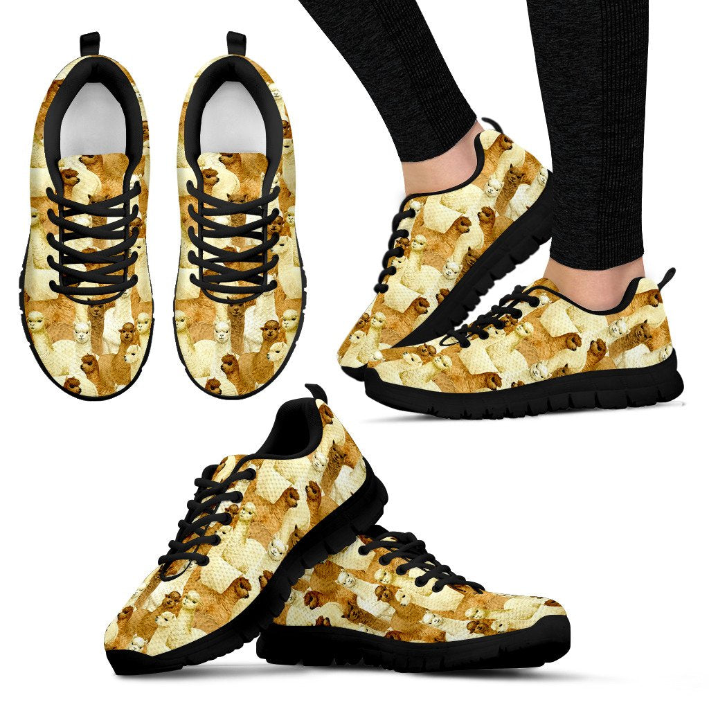 Alpaca Watercolor Design Themed Print Women Sneakers Shoes