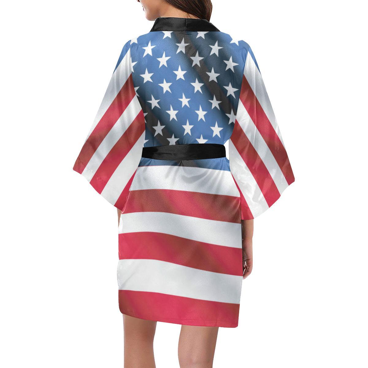American flag Classic Women Short Kimono Robe