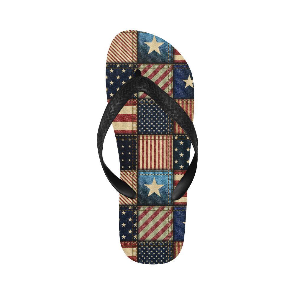 American flag Patchwork Design Flip Flops-JTAMIGO.COM