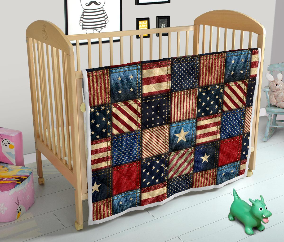 American flag Patchwork Design Premium Quilt-JTAMIGO.COM
