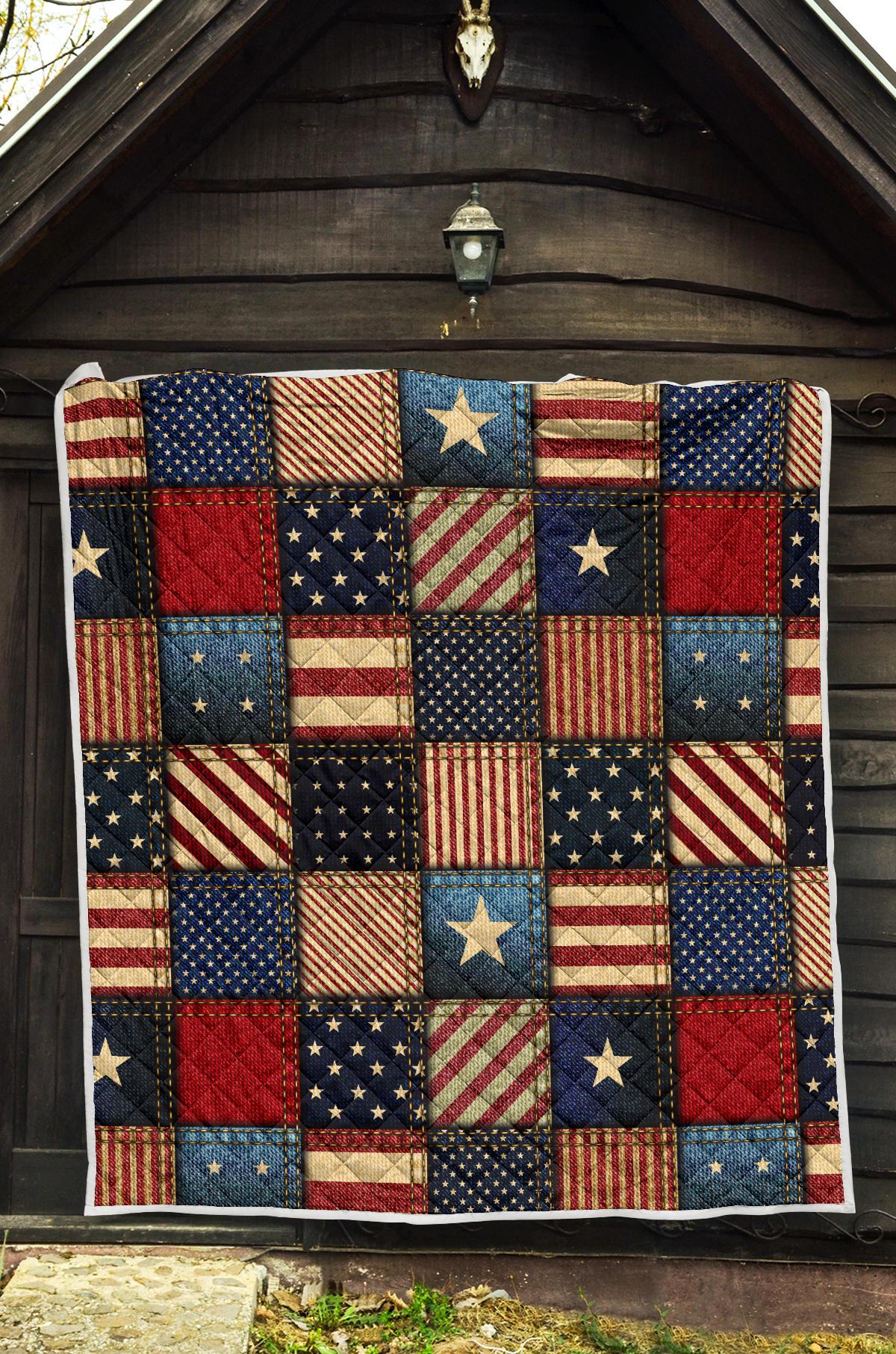 American flag Patchwork Design Premium Quilt-JTAMIGO.COM