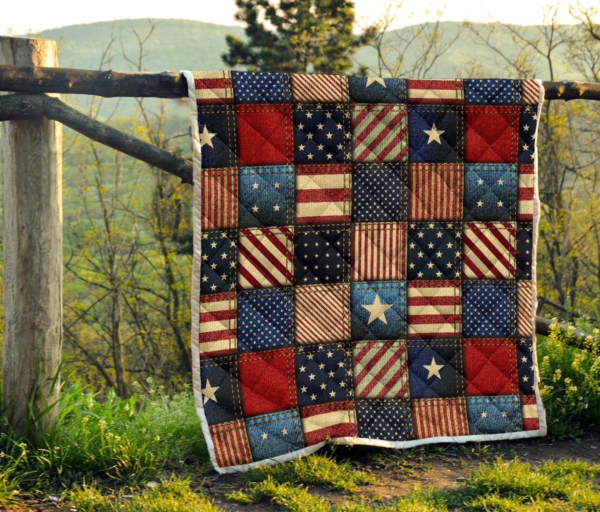 American flag Patchwork Design Premium Quilt-JTAMIGO.COM