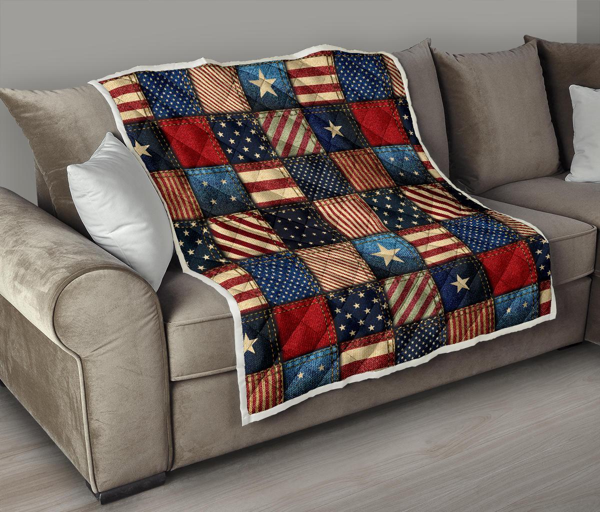 American flag Patchwork Design Premium Quilt-JTAMIGO.COM