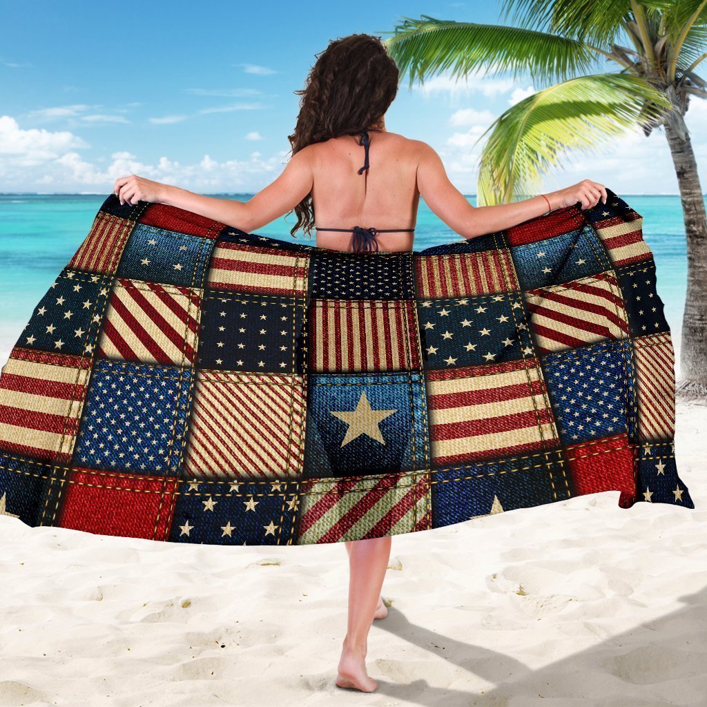 American flag Patchwork Design Sarong Pareo Wrap
