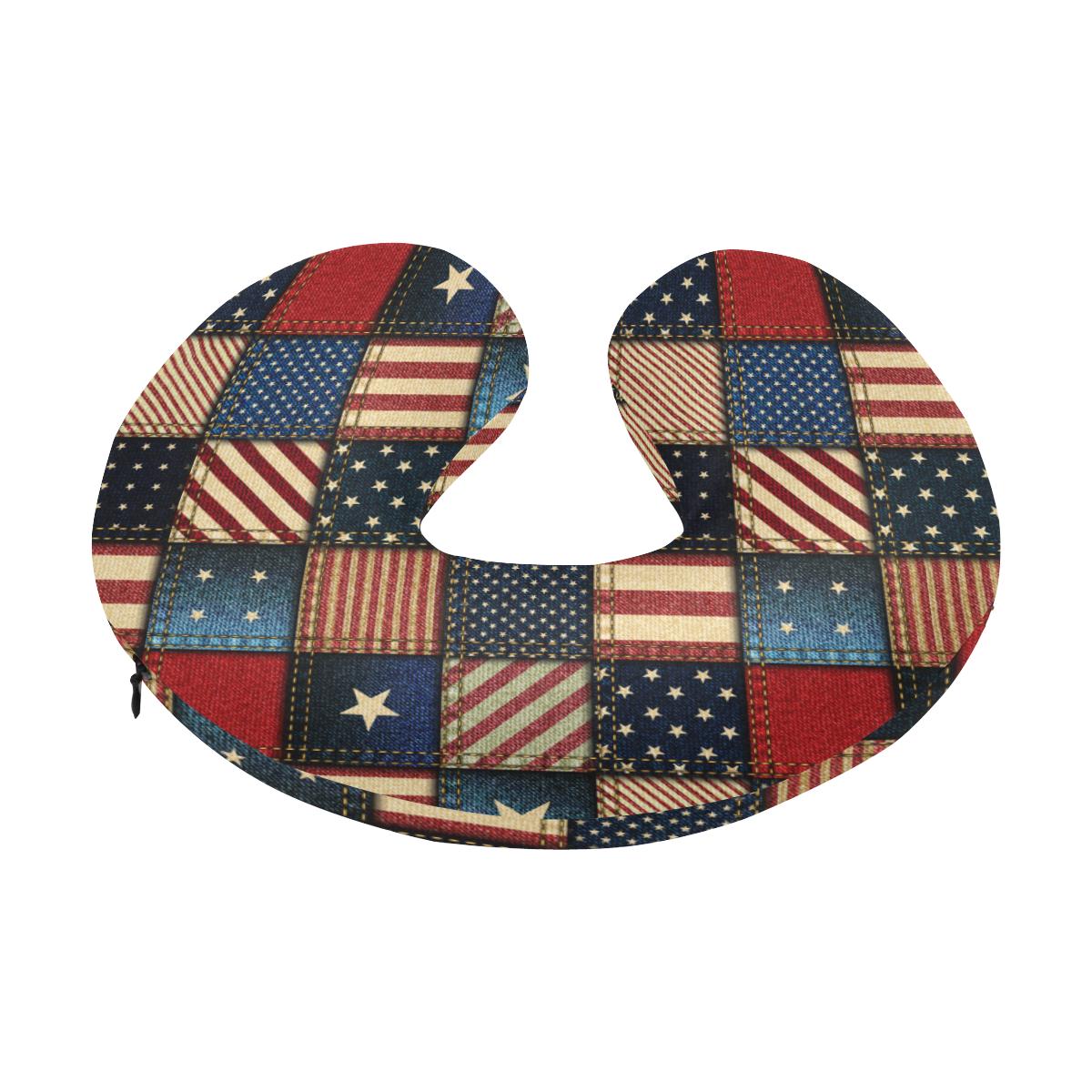 American flag Patchwork Design U-Shaped Travel Neck Pillow-JTAMIGO.COM