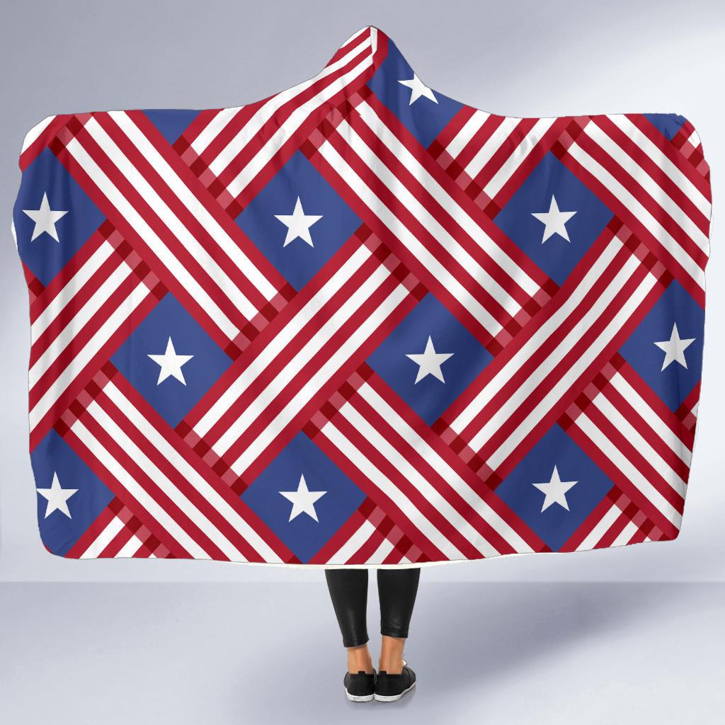 American flag Pattern Hooded Blanket-JTAMIGO.COM