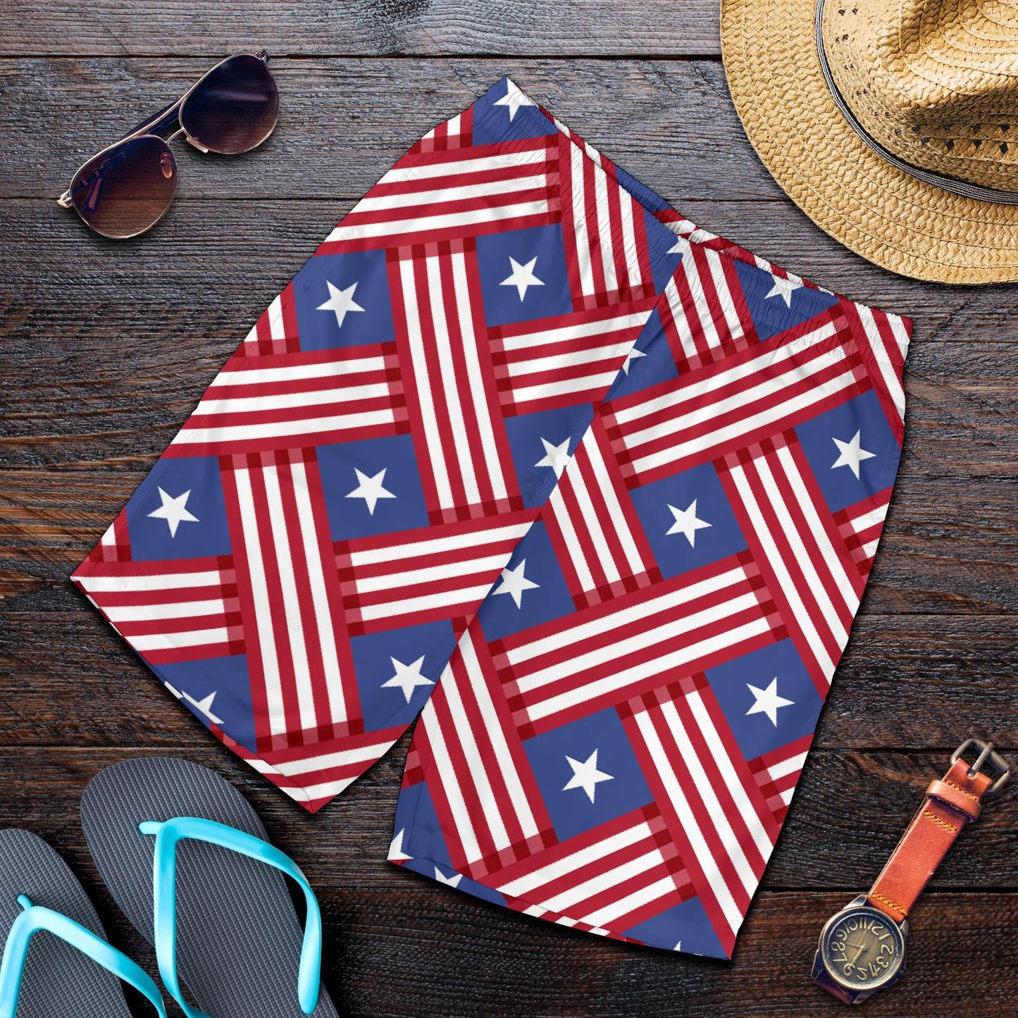 American flag Pattern Mens Shorts-JTAMIGO.COM