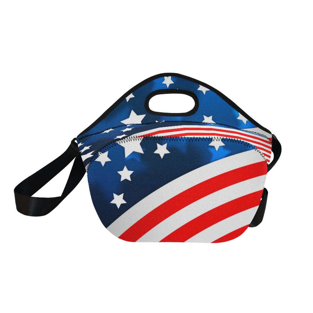 American flag Style Neoprene Lunch Bag (Model 1669)(Large)-JTAMIGO.COM