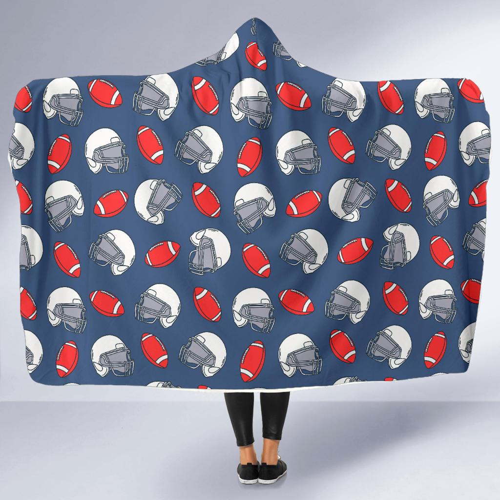 American Football Helmet Design Pattern Hooded Blanket-JTAMIGO.COM