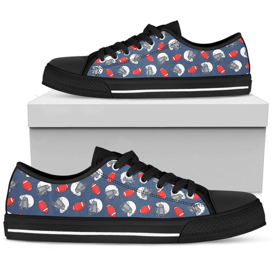 American Football Helmet Design Pattern Women Low Top Shoes