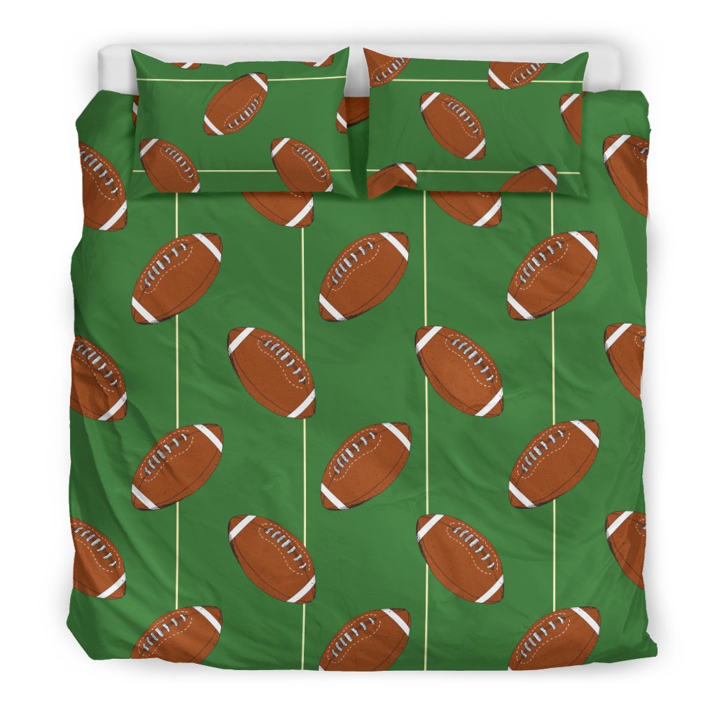 American Football On Field Themed Print Duvet Cover Bedding Set