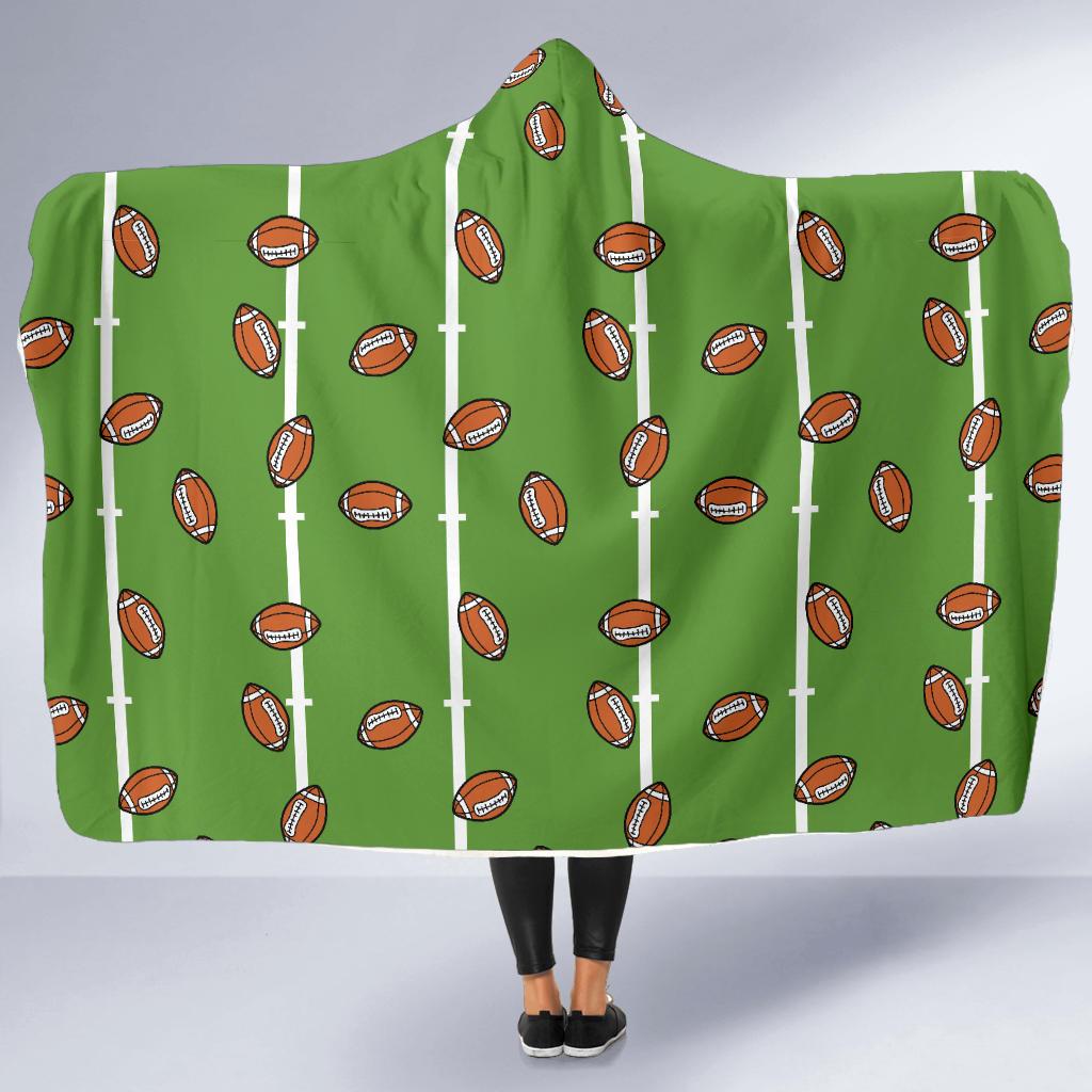 American Football on Field Themed Print Hooded Blanket-JTAMIGO.COM