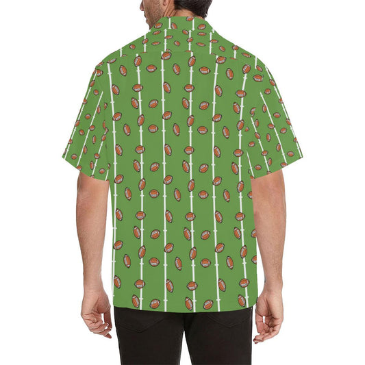 American Football on Field Themed Print Men Aloha Hawaiian Shirt