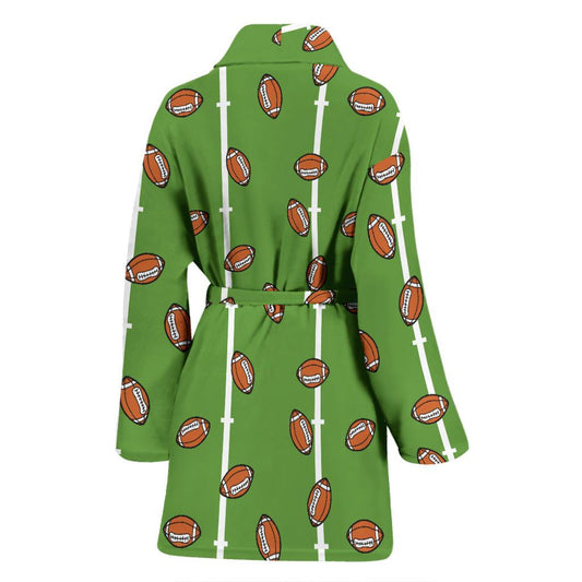 American Football on Field Themed Print Women Bath Robe-JTAMIGO.COM