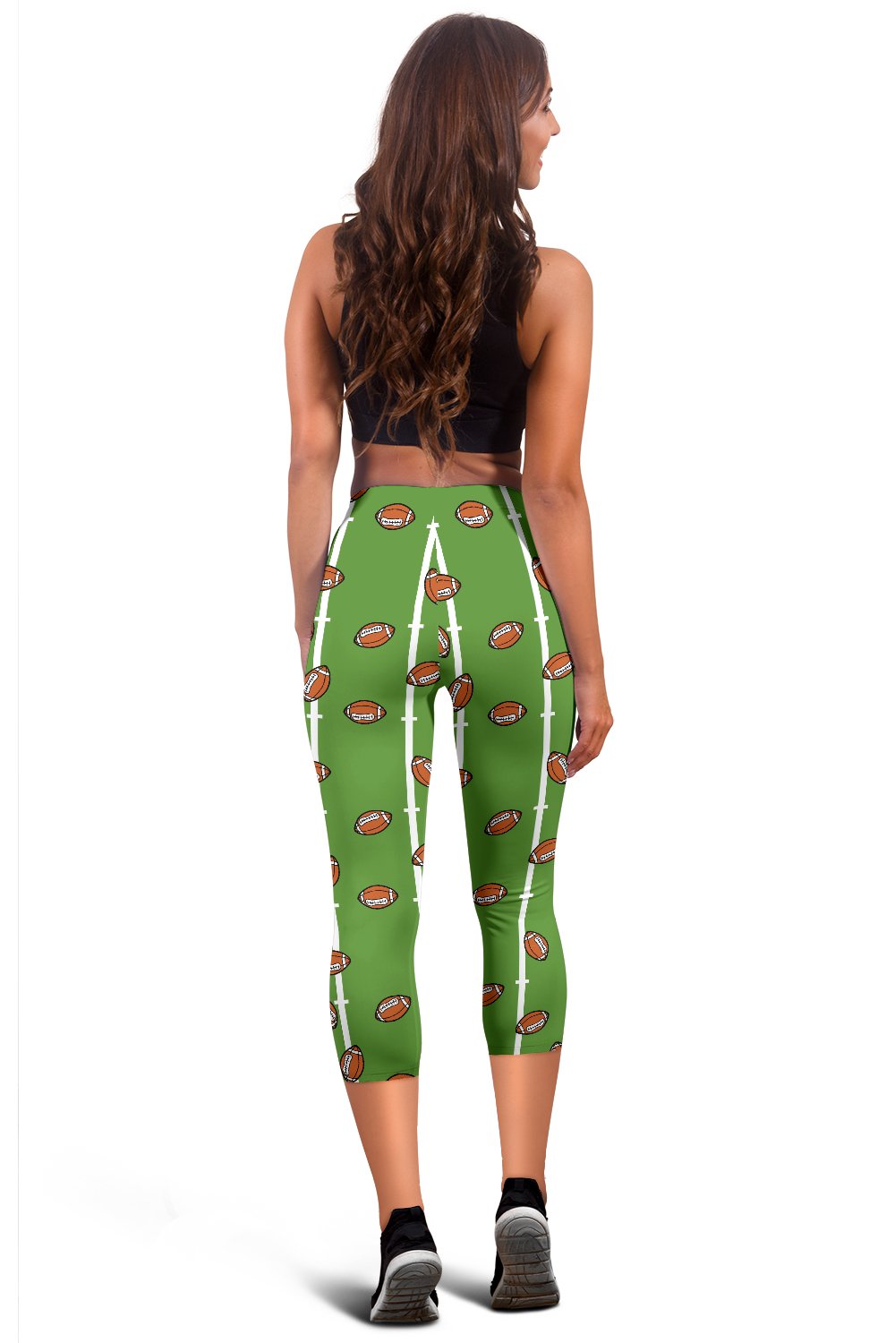 American Football on Field Themed Print Women Capris