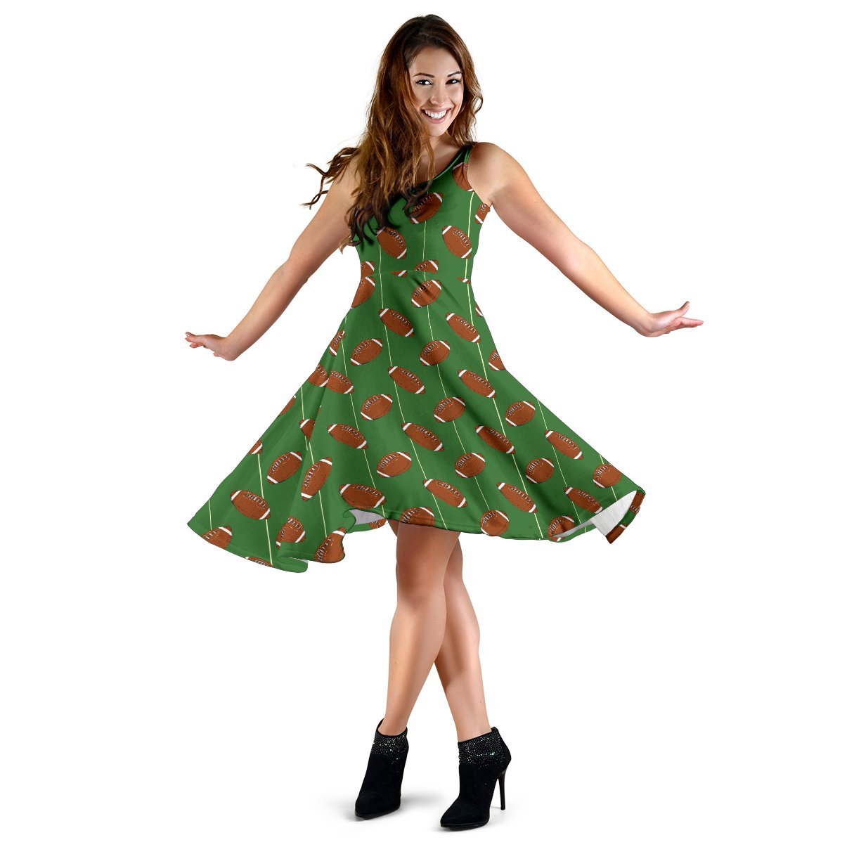 American Football on Field Themed Sleeveless Dress