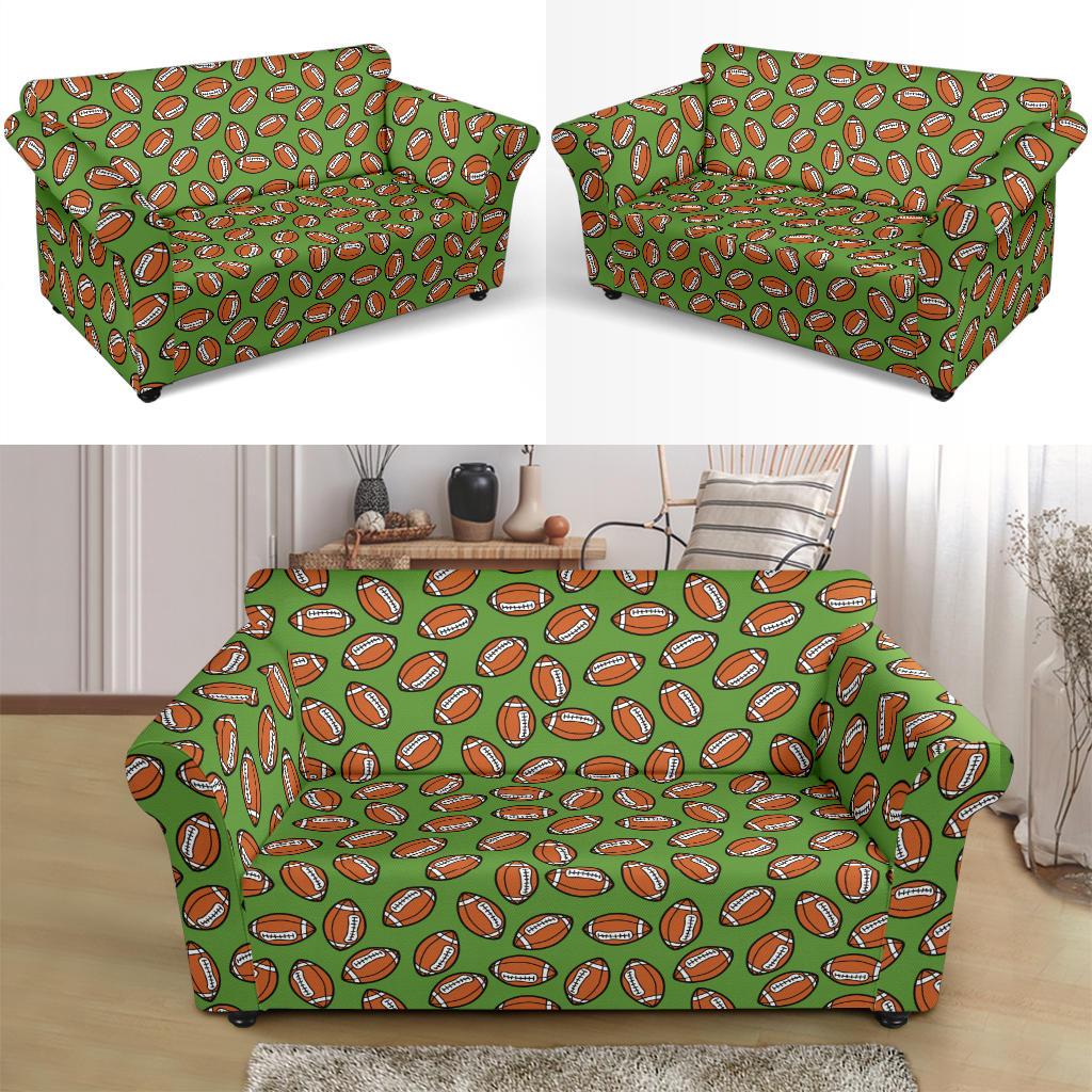 American Football on Green Design Loveseat Slipcover-JTAMIGO.COM