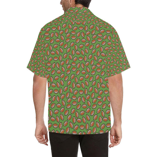 American Football on Green Design Men Aloha Hawaiian Shirt