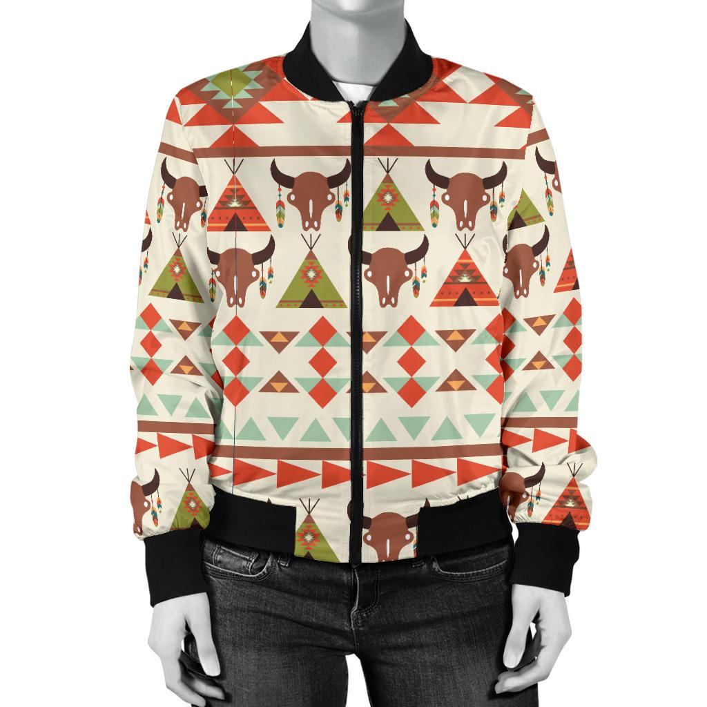 American Indian Ethnic Pattern Women Casual Bomber Jacket