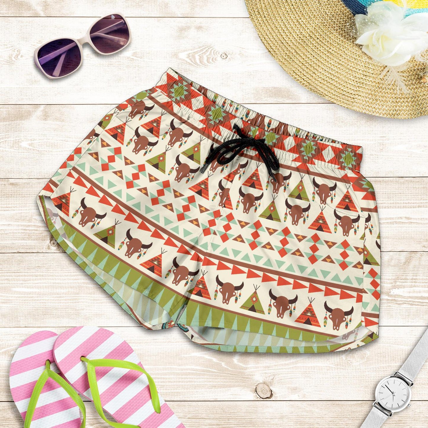 American indian Ethnic Pattern Women Shorts-JTAMIGO.COM