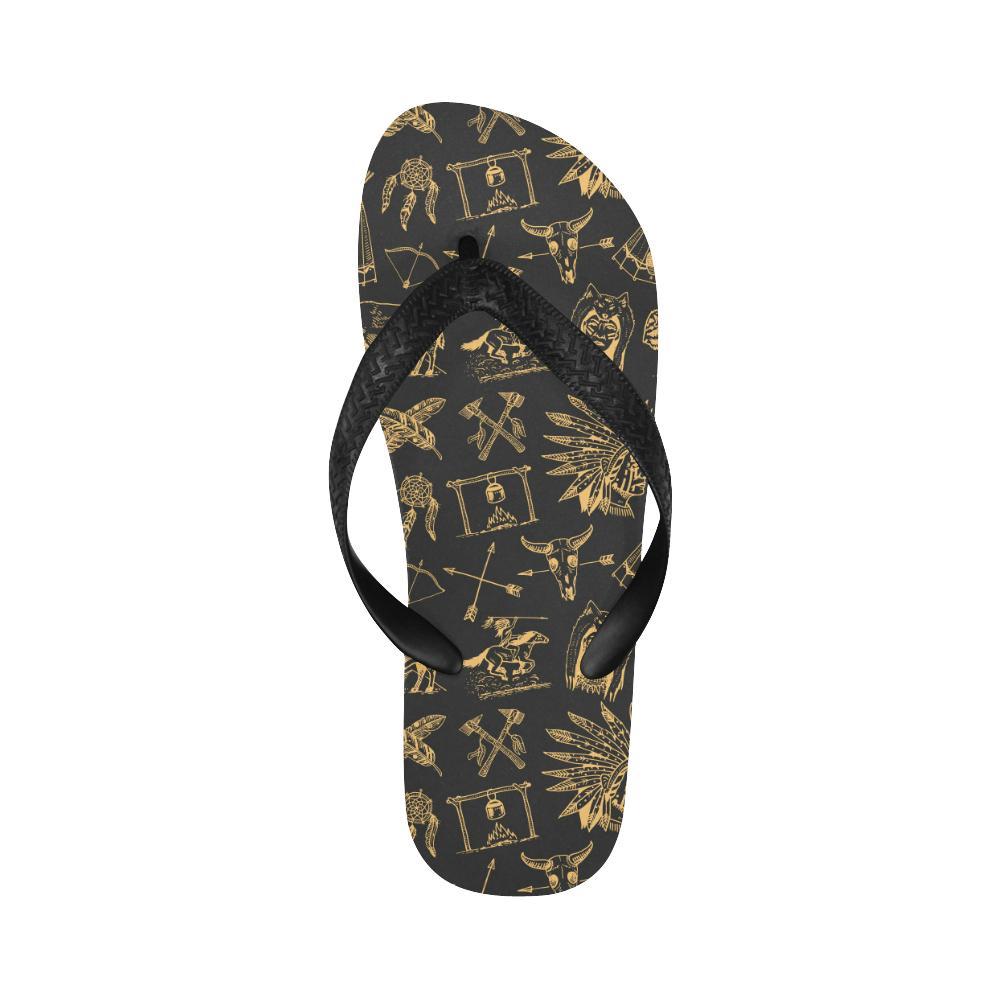 American indian Gold Style Flip Flops-JTAMIGO.COM