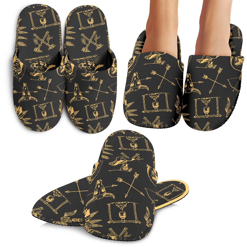 American indian Gold Style House Slippers