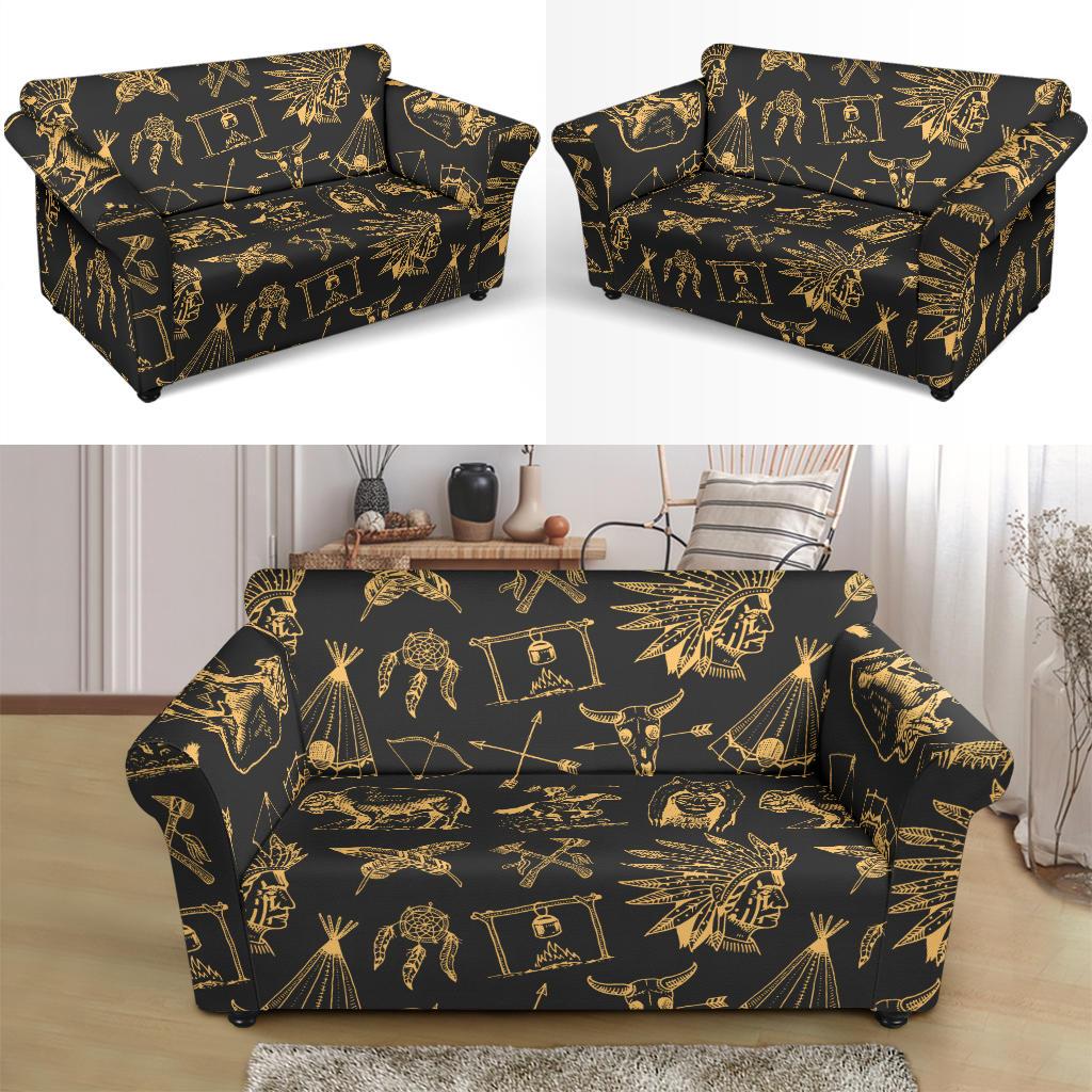 American indian Gold Style Loveseat Slipcover-JTAMIGO.COM