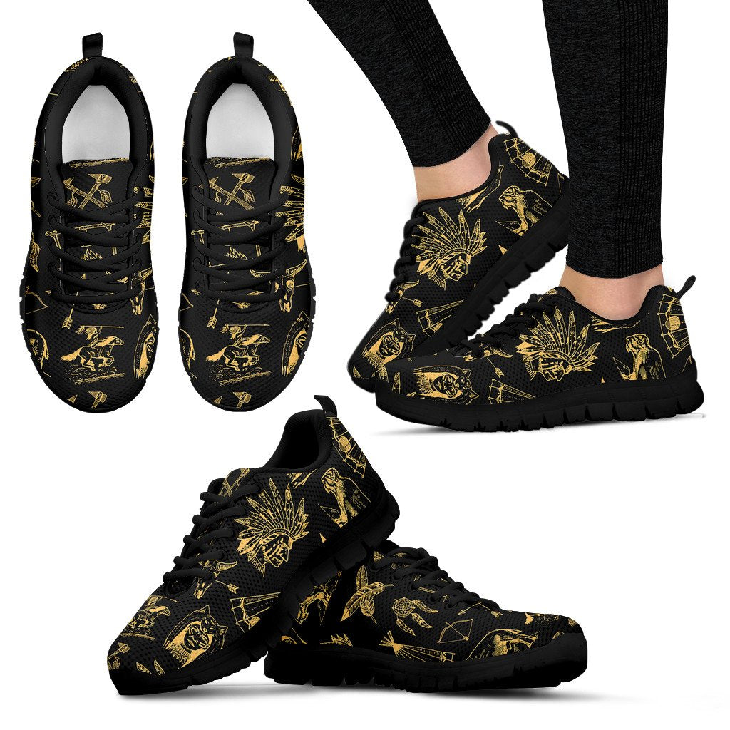 American Indian Gold Style Women Sneakers Shoes