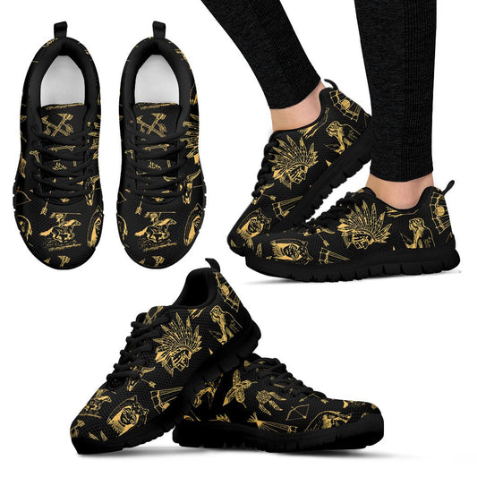 American Indian Gold Style Women Sneakers Shoes
