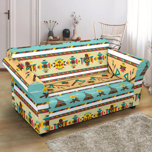 American indian Life Pattern Loveseat Slipcover-JTAMIGO.COM