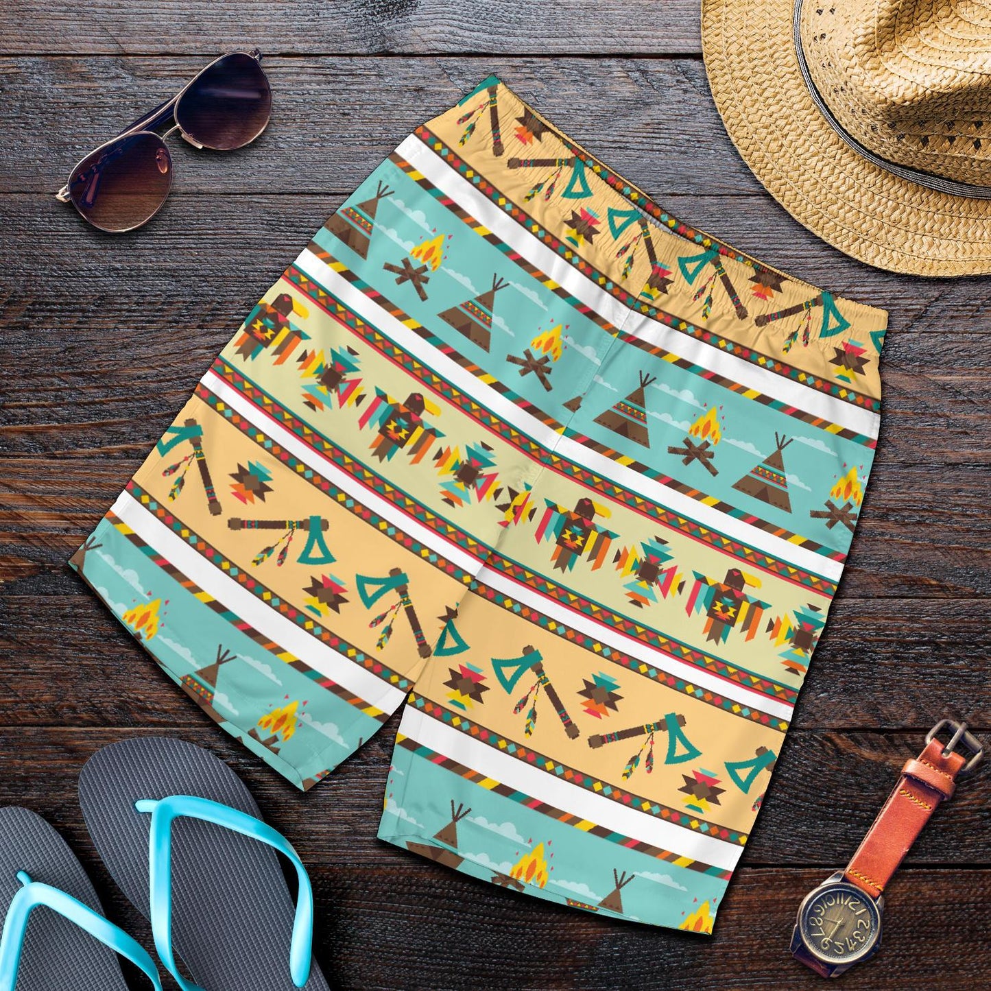 American indian Life Pattern Mens Shorts-JTAMIGO.COM