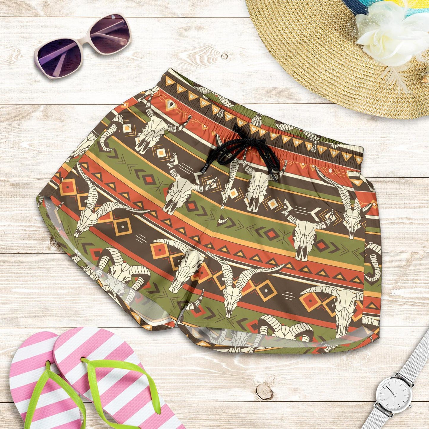 American indian Skull Animal Women Shorts-JTAMIGO.COM