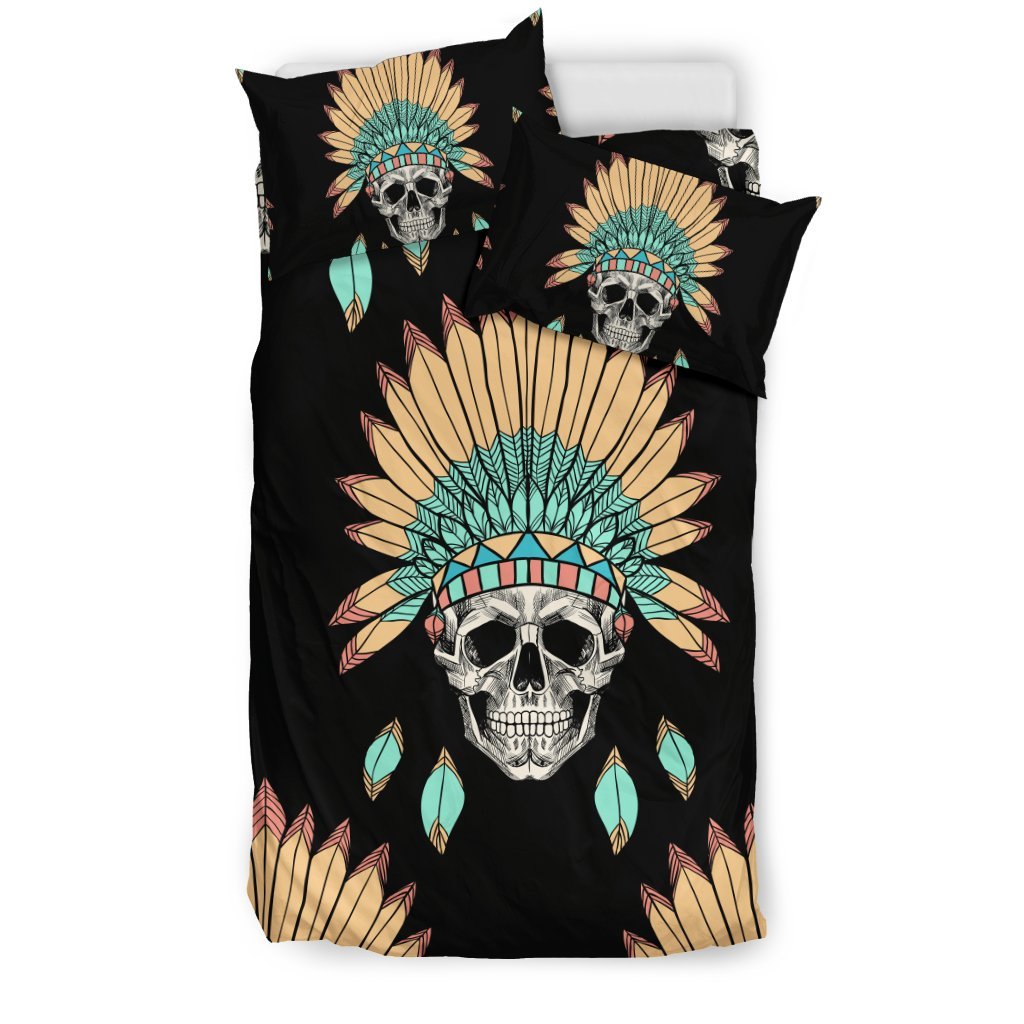 American Indian Skull Pattern Duvet Cover Bedding Set