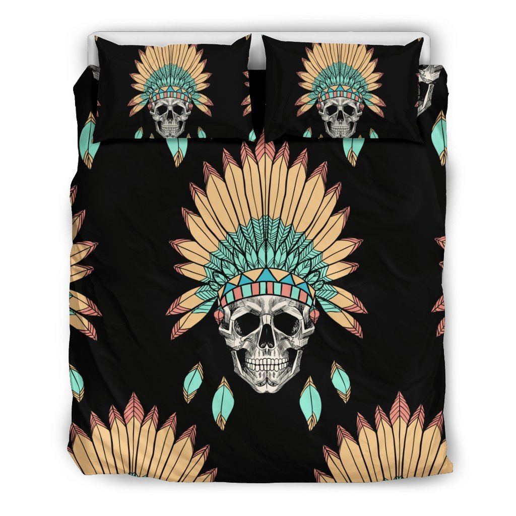 American Indian Skull Pattern Duvet Cover Bedding Set