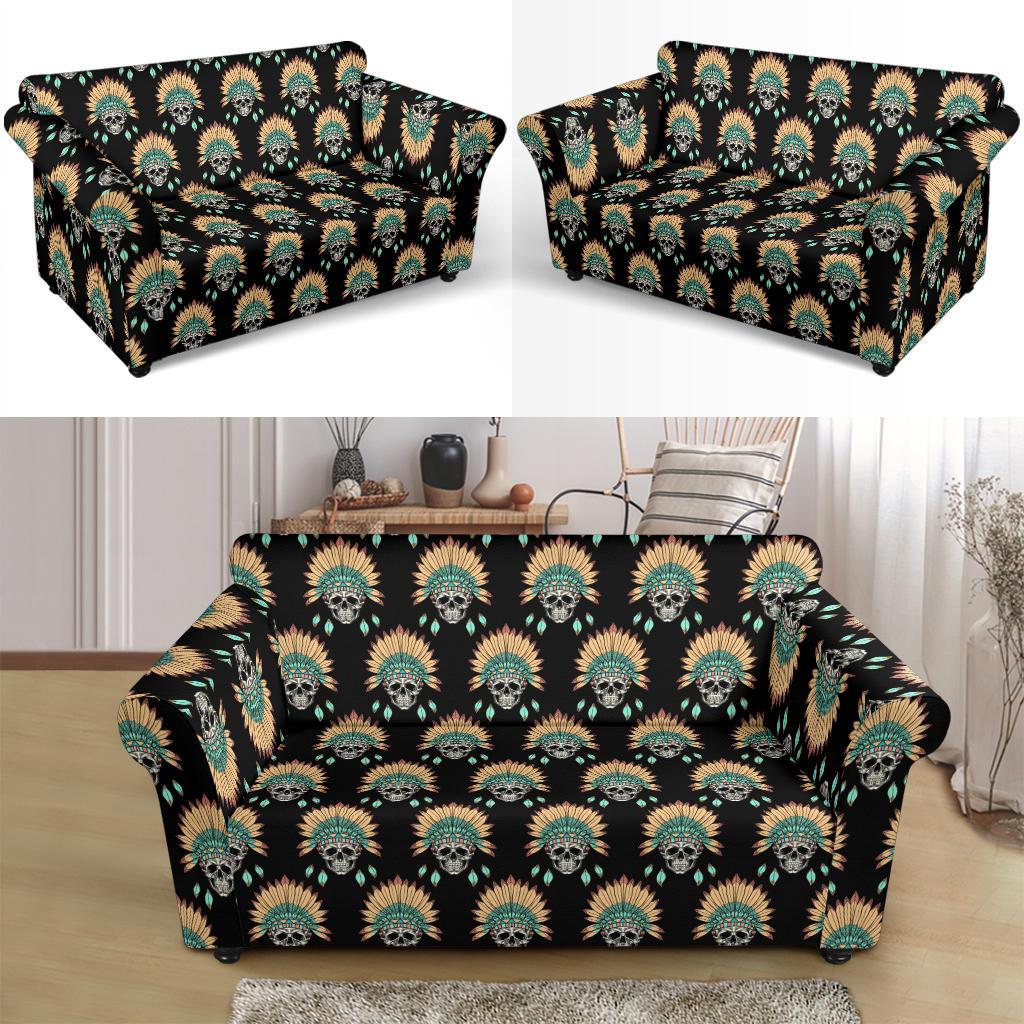 American indian Skull Pattern Loveseat Slipcover-JTAMIGO.COM