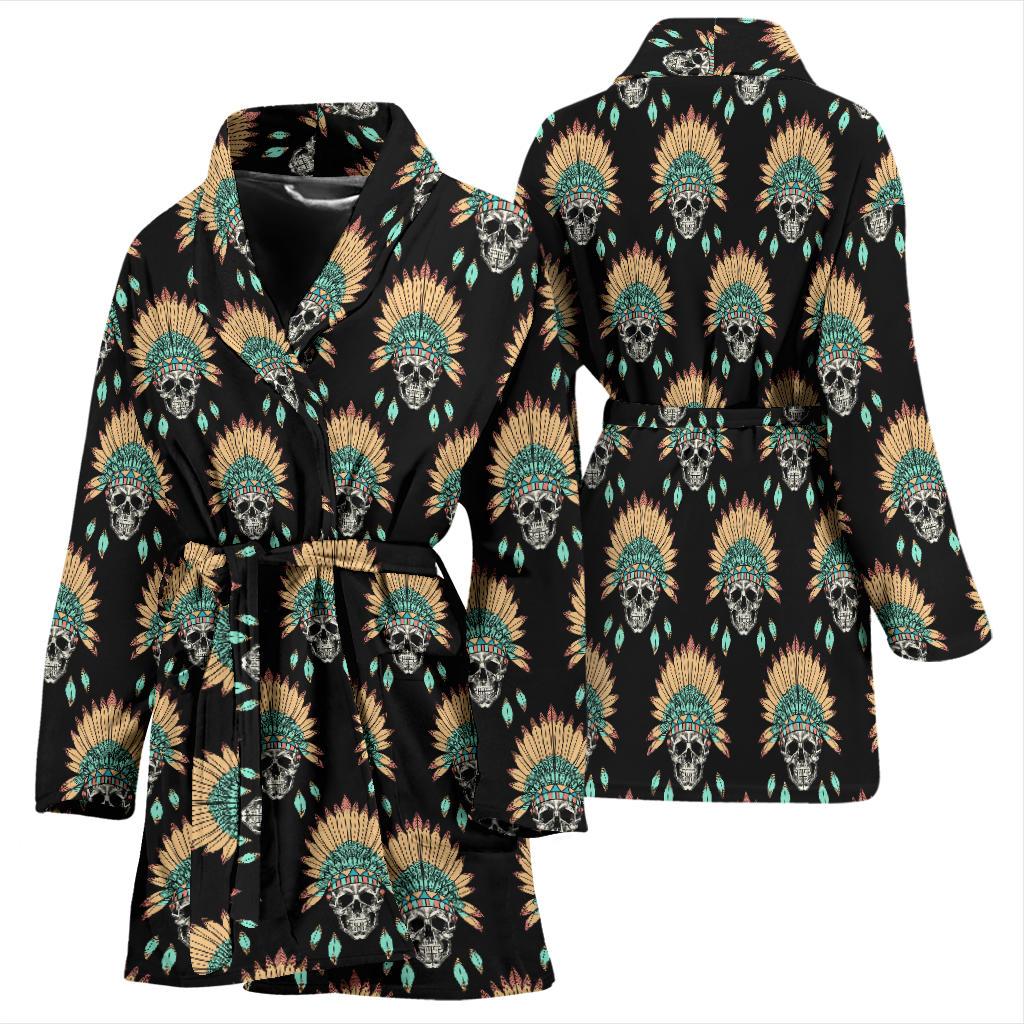 American indian Skull Pattern Women Bath Robe-JTAMIGO.COM