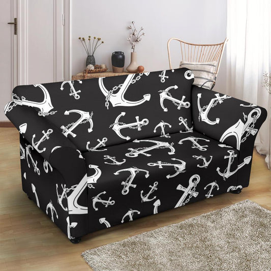 Anchor Black White Loveseat Slipcover-JTAMIGO.COM