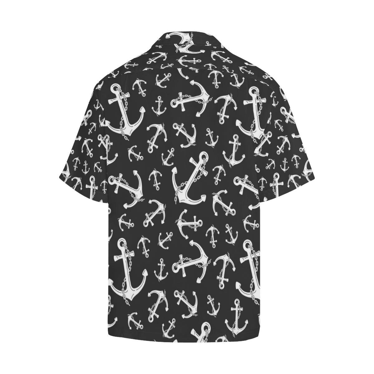 Anchor Black White Men Aloha Hawaiian Shirt