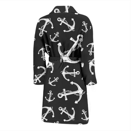 Anchor Black White Men Bath Robe-JTAMIGO.COM