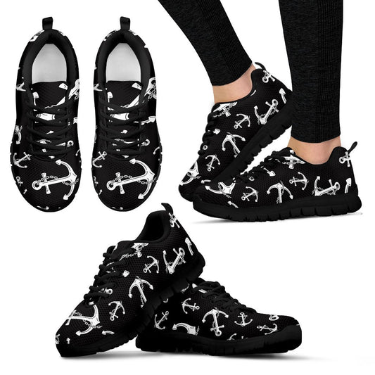 Anchor Black White Women Sneakers Shoes