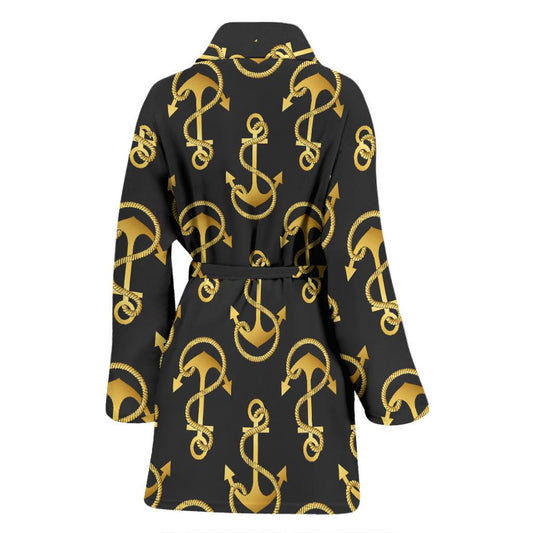 Anchor Gold Pattern Women Bath Robe-JTAMIGO.COM